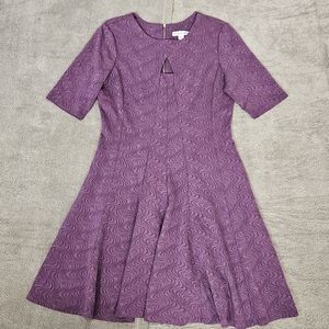 Danny & Nicole Fit & Flare Dress Key Hole Front Zipper Back Short Sleeve Size 16